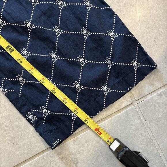 Psycho Bunny AOP Lounge Pajama Pants Mens Sz L Navy Cotton Allover Bunny Skull - Picture 9 of 9